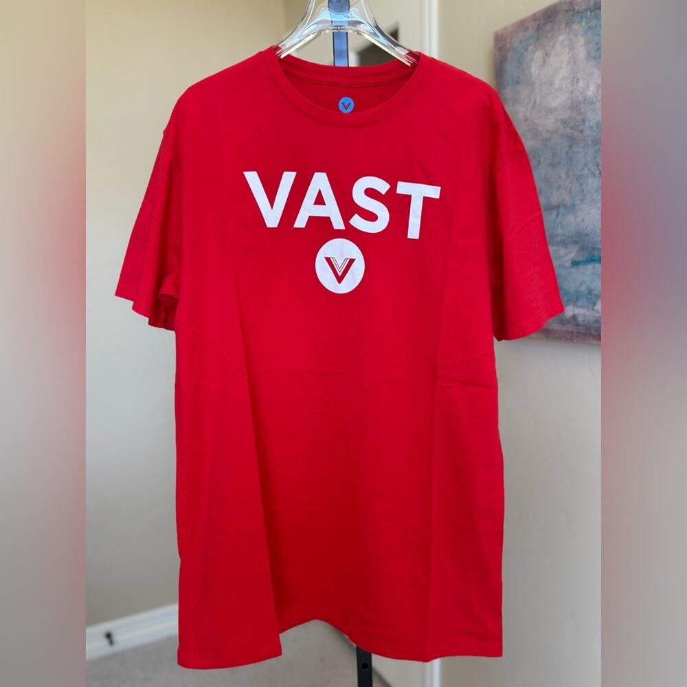 New Men’s Red Short Sleeve Tee with Bold VAST Logo Large